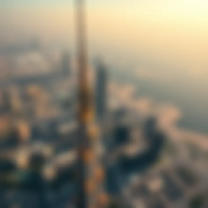 Aerial view showcasing Burj Khalifa and surrounding developments