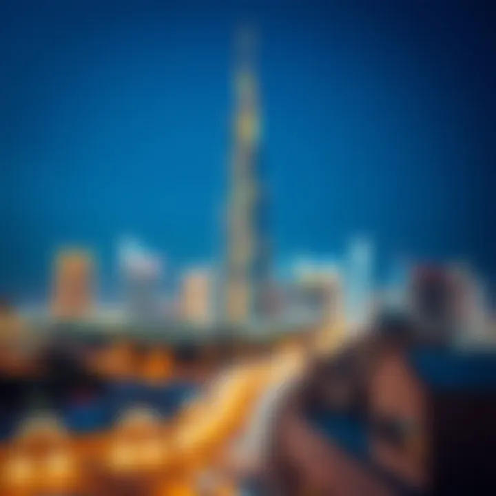 Nighttime view of Al Mamsha Alef's skyline