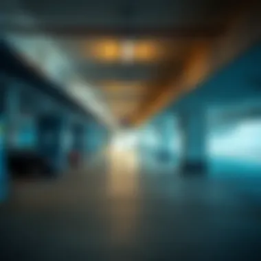 Interior view of a parking garage on Blue Waters Island