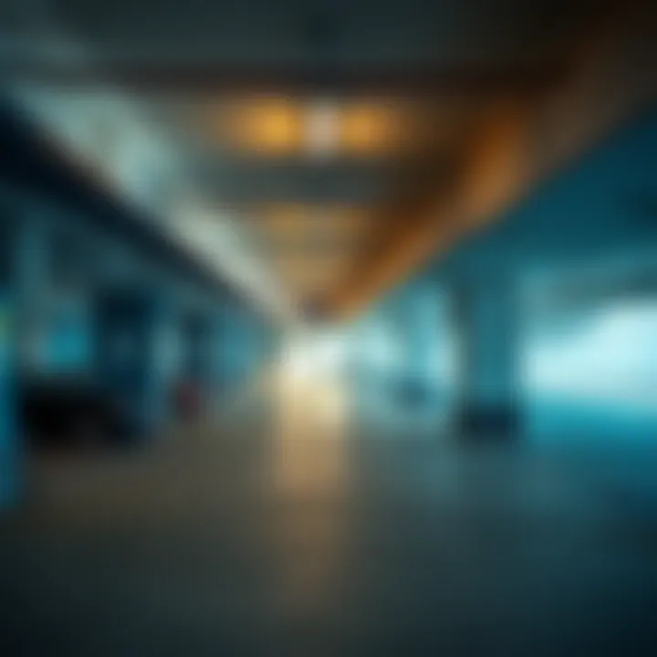 Interior view of a parking garage on Blue Waters Island