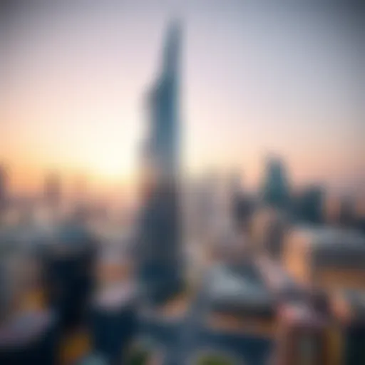 Stunning view of Al Fajer Tower against the Dubai skyline