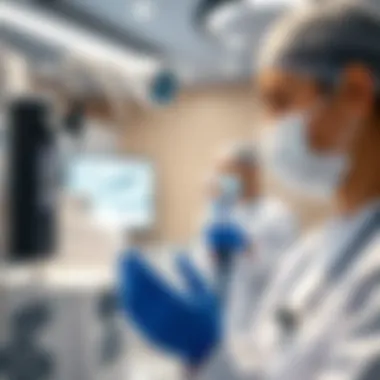Technology and Patient Care in Healthcare Healthcare professionals engaged in technology-driven patient care