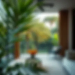 Lush garden view from a luxury residential balcony in Dubai