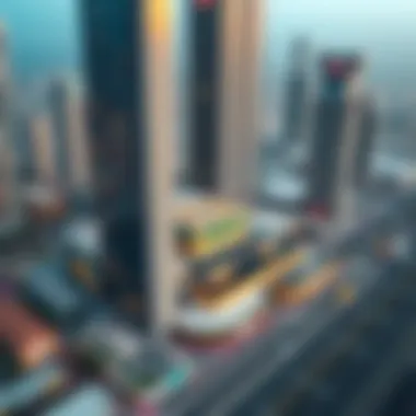 Aerial view of Dubai International Financial Centre with IKEA