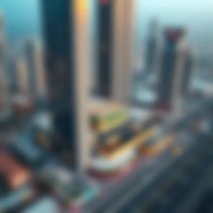 Aerial view of Dubai International Financial Centre with IKEA