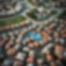 Aerial view showcasing the vibrant community layout of Jumeirah Village
