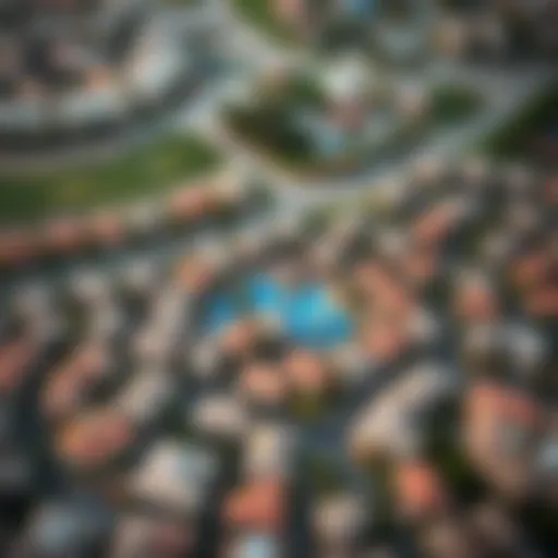 Aerial view showcasing the vibrant community layout of Jumeirah Village