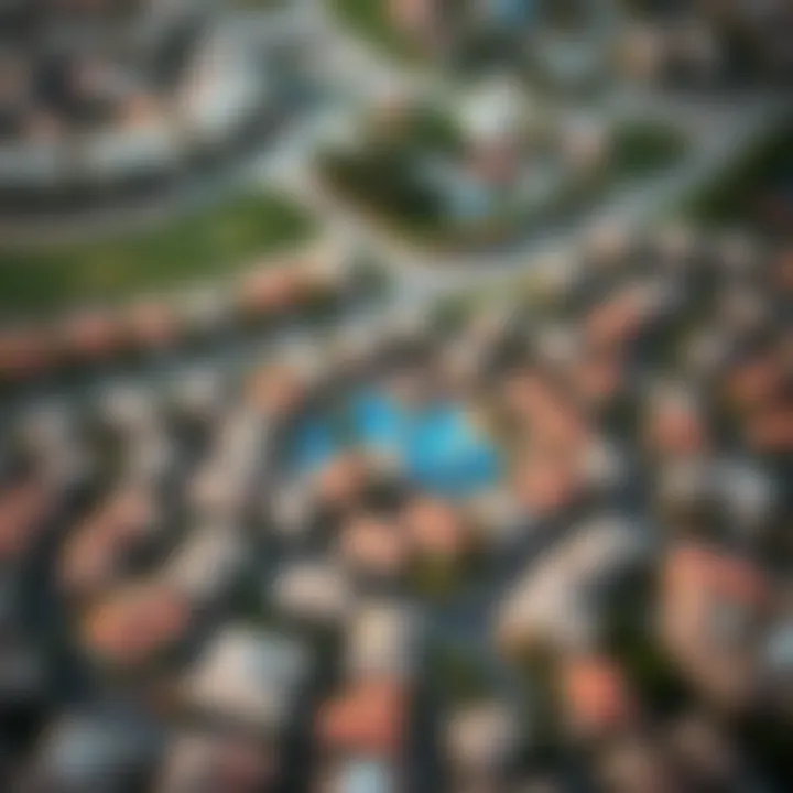 Aerial view showcasing the vibrant community layout of Jumeirah Village