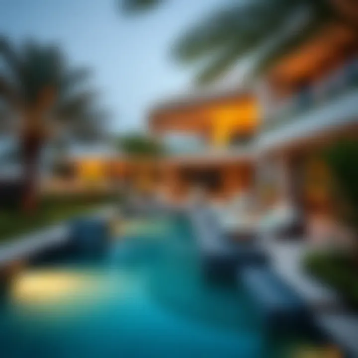Luxury villa in Abu Dhabi with lush landscaping
