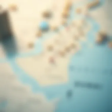 A map highlighting areas with property ownership potential in Dubai