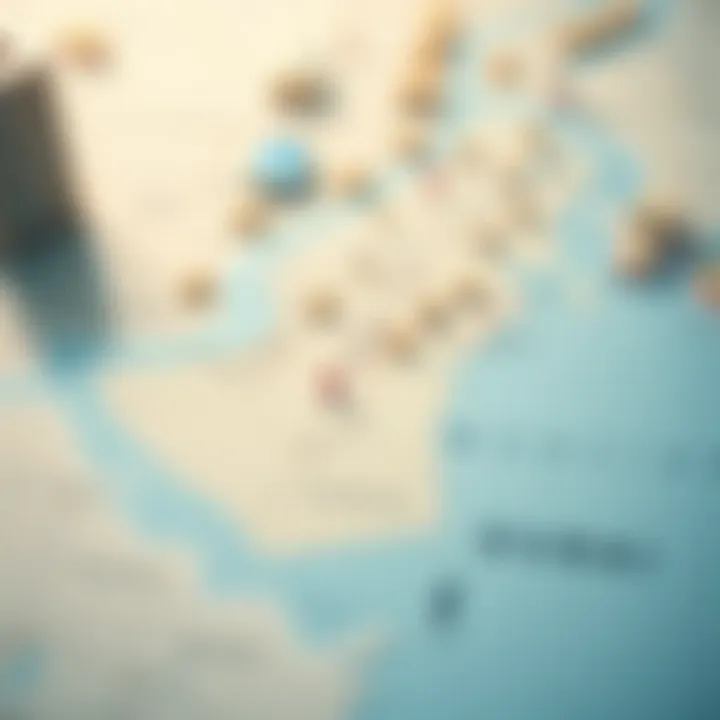 A map highlighting areas with property ownership potential in Dubai