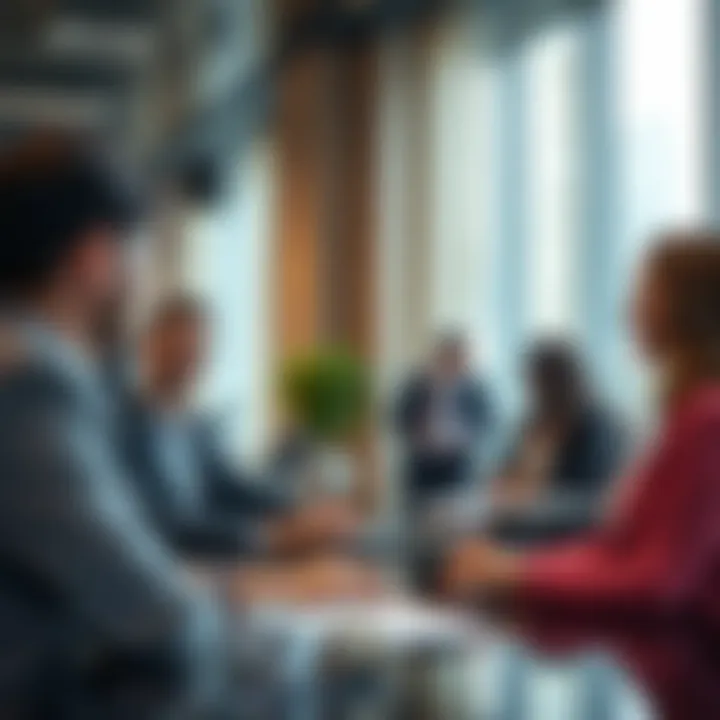 Real estate agents engaging with clients in a professional setting