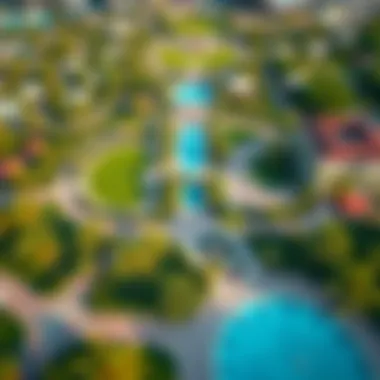 Dubai's Urban Parks and Community Spaces Aerial view showcasing parks and recreational areas in Dubai's neighborhoods