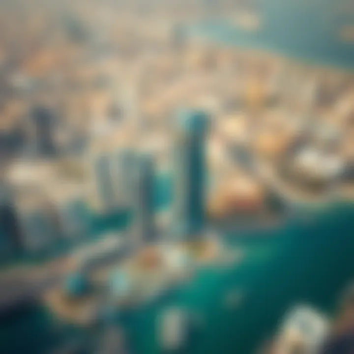 Aerial view of Business Bay highlighting Prime Tower's location