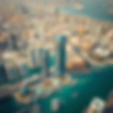 Prime Tower's Strategic Position in Business Bay Aerial view of Business Bay highlighting Prime Tower's location