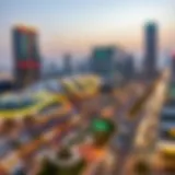 Panoramic view of Sheikh Zayed Road showcasing its architectural skyline
