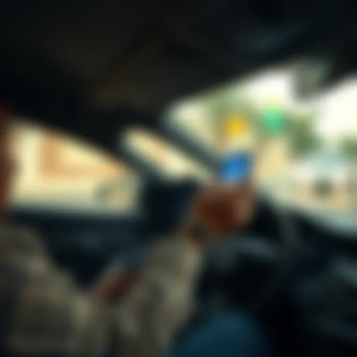 Driver using a mobile app for parking payment